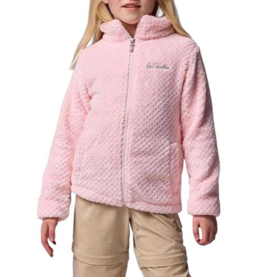Columbia Girls Pink Fireside Plush Sherpa Fleece Full Zip Jacket Size S 7/8
